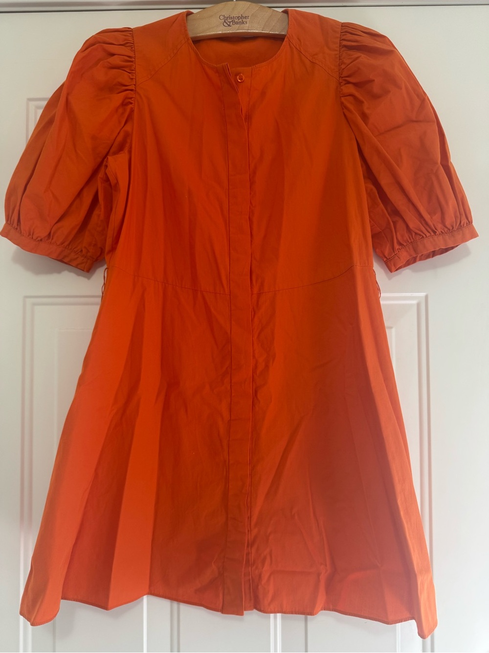 Zara Orange Puff-Sleeve Casual Dress